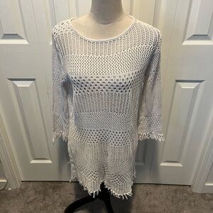 Tommy Bahama size L White Crochet Knit Top